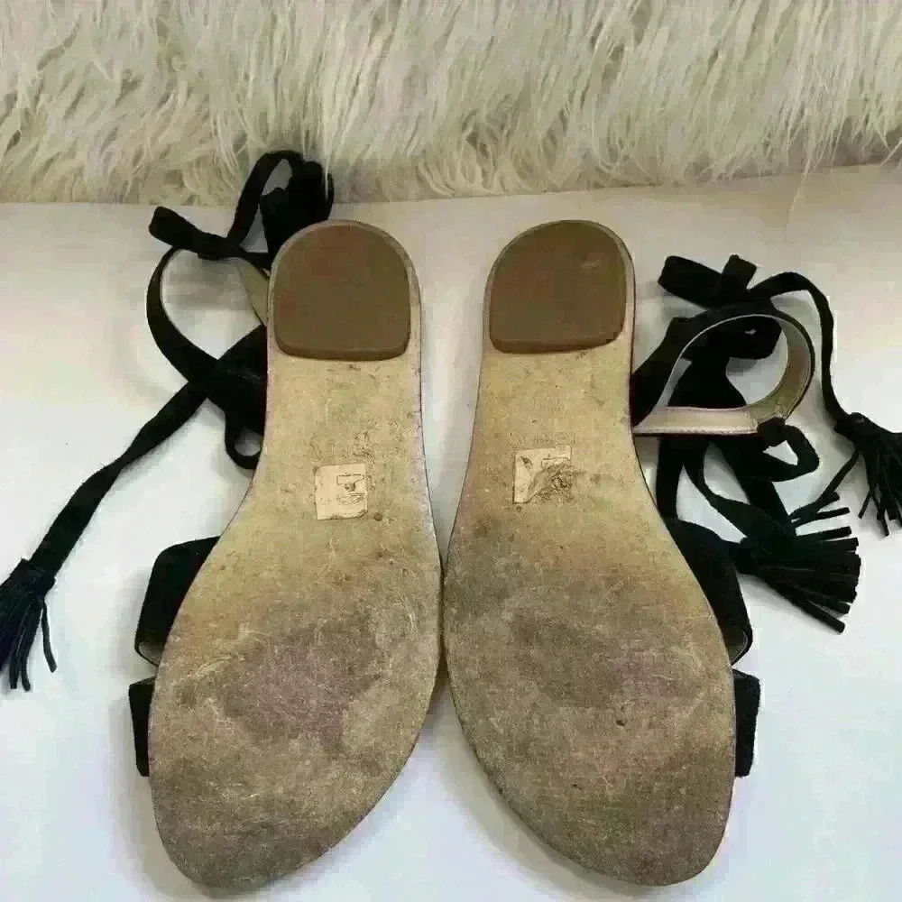 J.Crew Lux Lace-up Casual Suede Sandal, Black - Picture 6 of 6